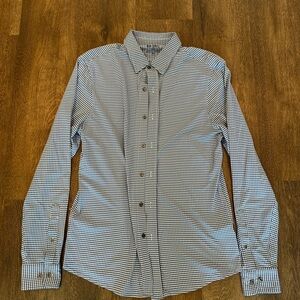 Rhone Blue Gingham Performance Long Sleeve Button Down Shirt Mens Medium M